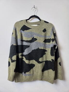 Mustard Seed Olive, Black & Gray Camouflage Crewneck Sweater